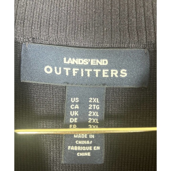 VTG Lands End Outfitters Men's XXL Full Zip Cardigan Knit Sweater Navy Blue EUC - Picture 6 of 9